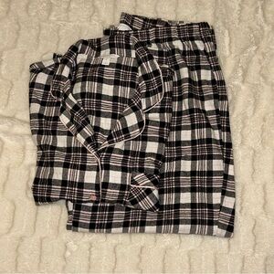 Charter Club black pink white flannel plaid pajamas set woman’s XL